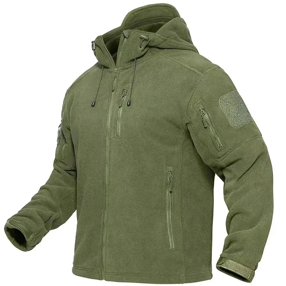 Herre Fleecejakke med Hette – Varm &amp; Vindbeskyttende | Full-Zip Ytterjakke til Vår &amp; Vinter
