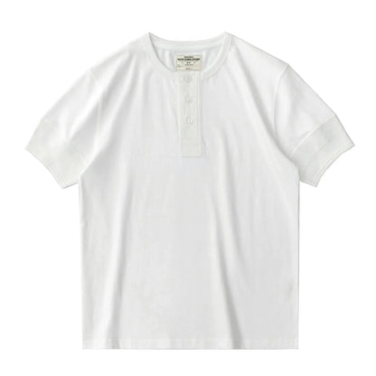 Retro Henley T-skjorte til Herre – Vasket Bomull med Amerikansk Vintage Stil