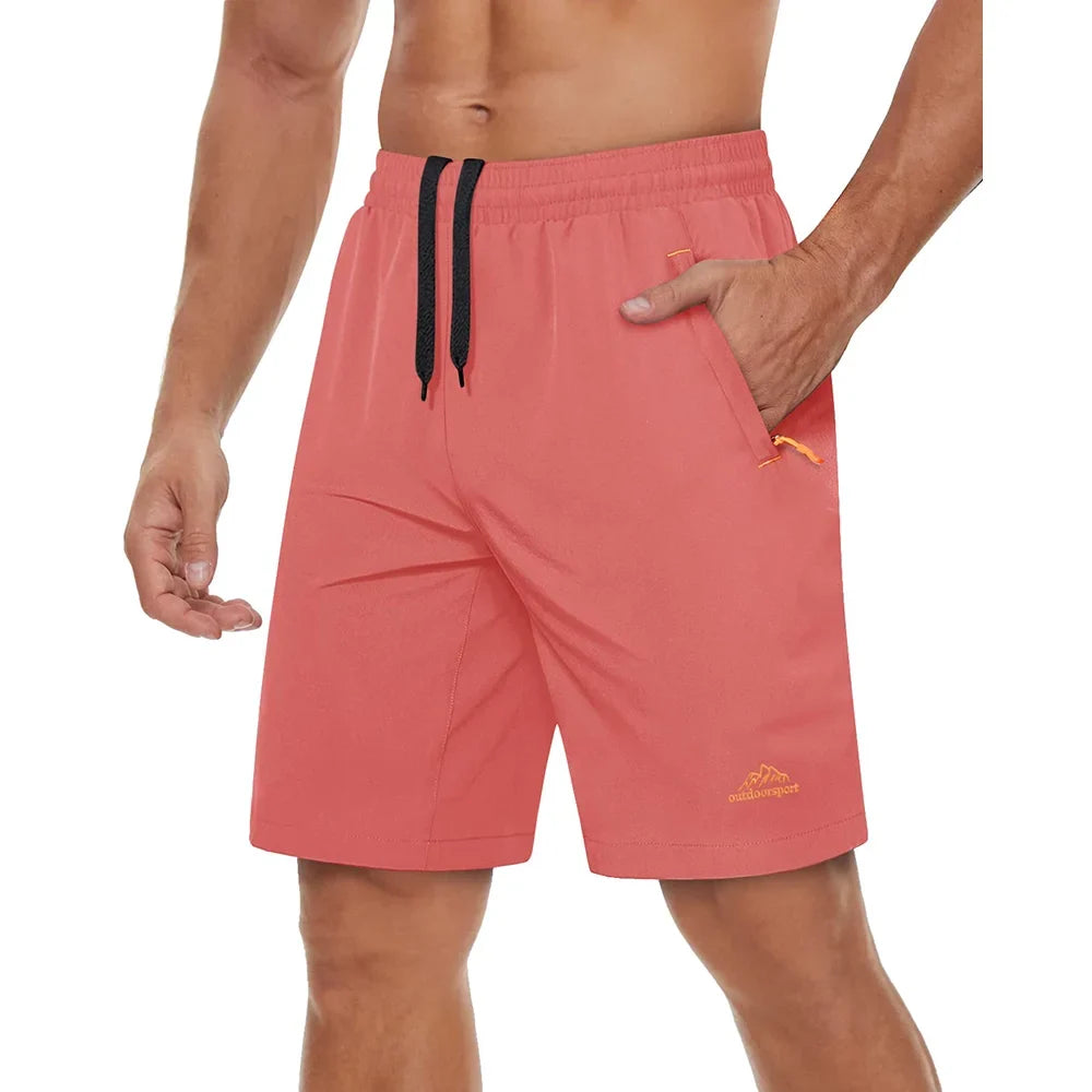 Hurtigtørkende Treningsshorts for Herre – Sommershorts med Glidelåslommer til Løping, Gym og Tur