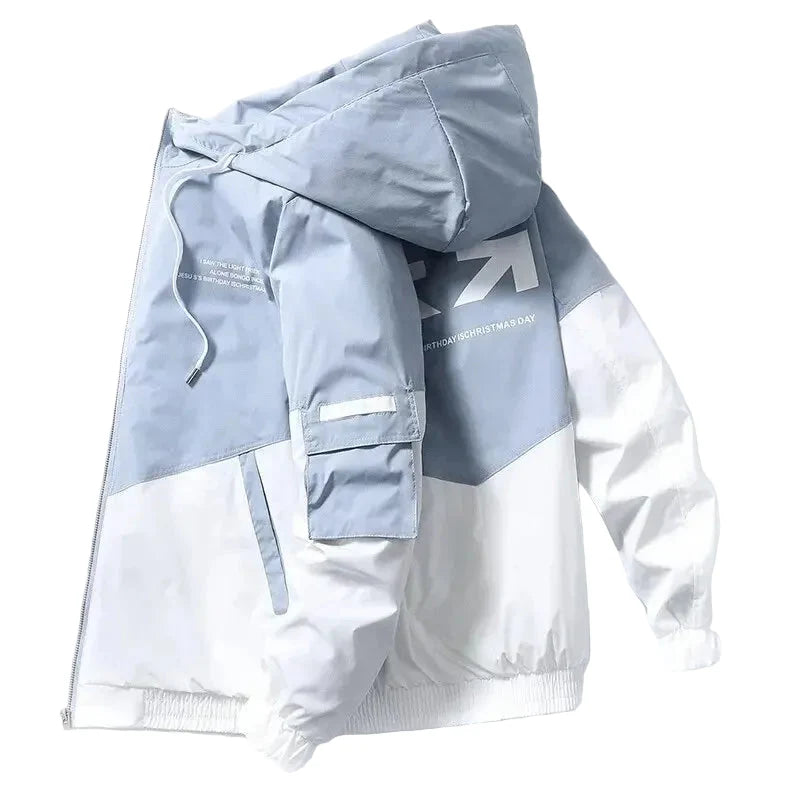 Herrejakke – Koreansk Streetwear Stil, Lett Vårjakke med Hette – Langermet t-skjorte