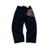 Y2K Hip-Hop Jeans for Menn – Broderte Lave Wide Leg Bukser med Glidelås | Retro Streetwear i Løs Passform med Gullmynt-detaljer – 1