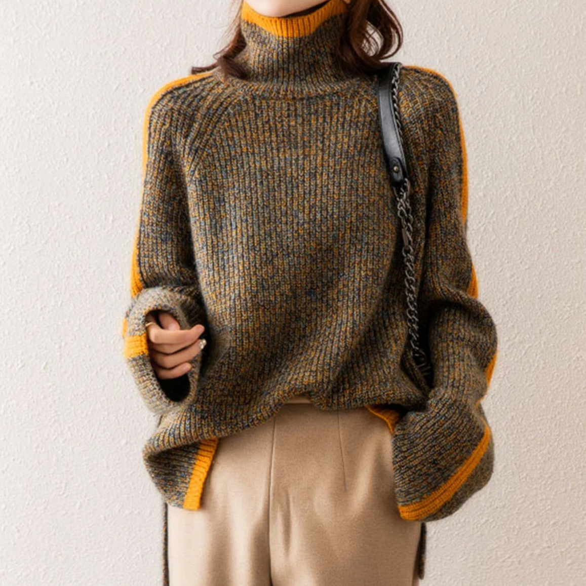 Strikket turtleneck-genser