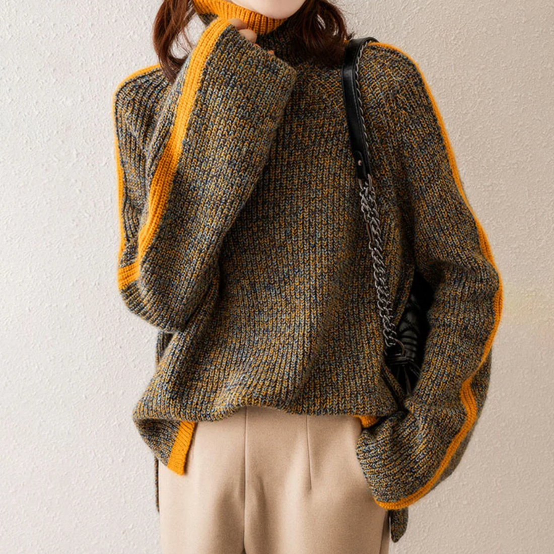Strikket turtleneck-genser