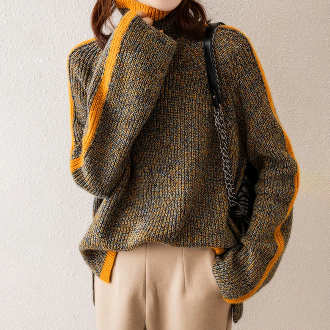 Strikket turtleneck-genser