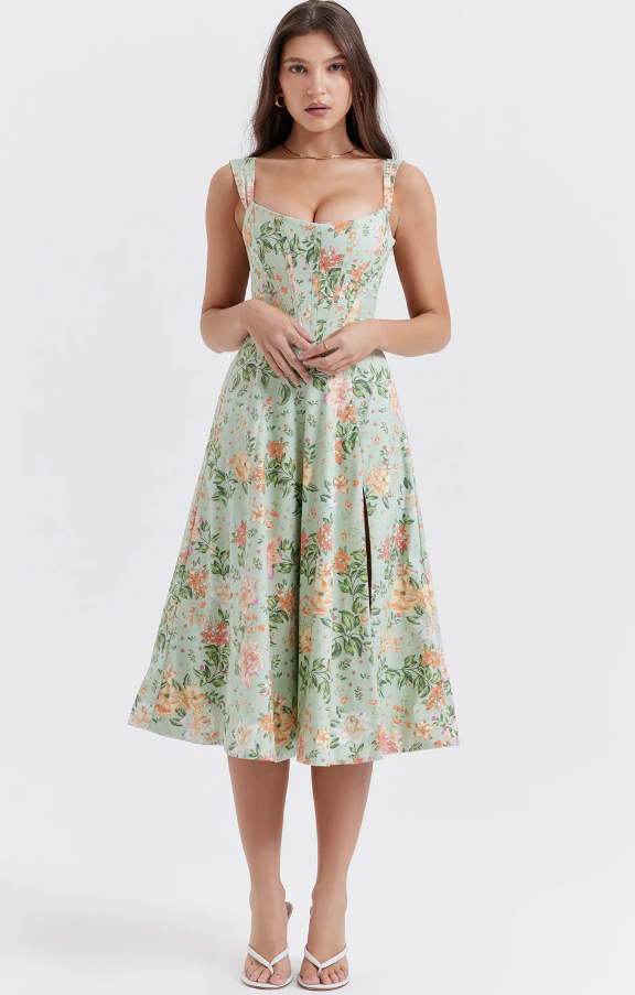 Bella Floral Midi Kjole
