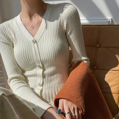 Kvinner Elegante Solide Knappede Strikkekjoler