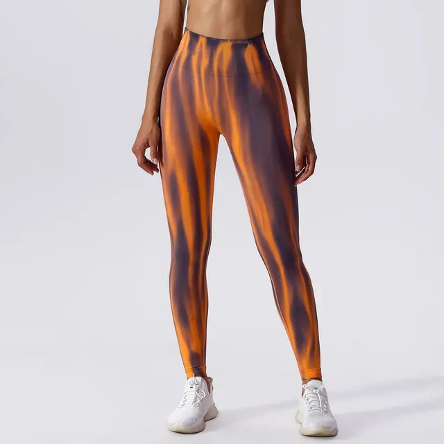 Leggings med høy midje og sømløst bølgemønster