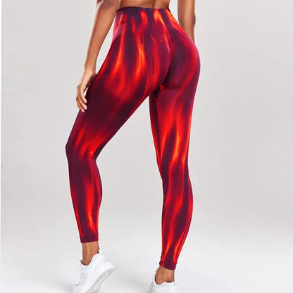 Leggings med høy midje og sømløst bølgemønster