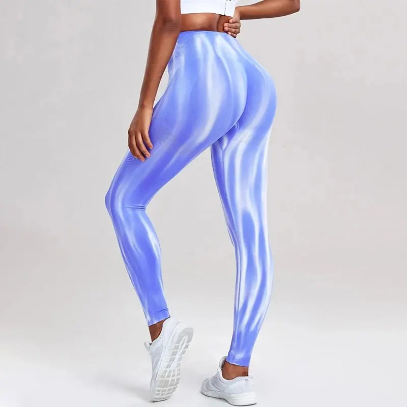 Leggings med høy midje og sømløst bølgemønster