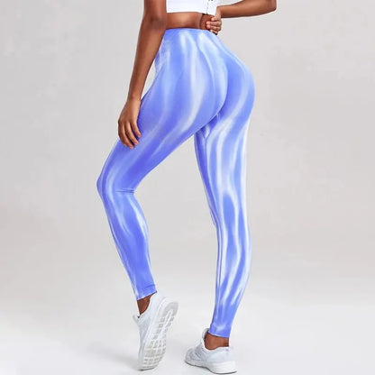 Leggings med høy midje og sømløst bølgemønster
