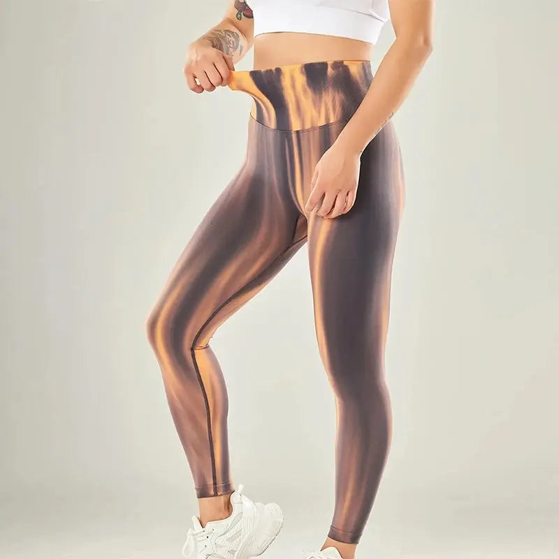 Leggings med høy midje og sømløst bølgemønster