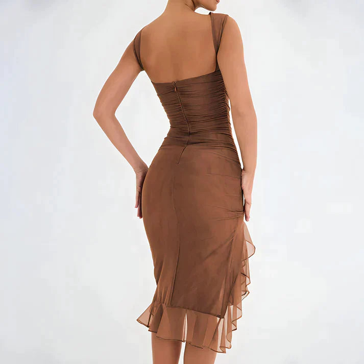 Elegant bodycon-kjole med volanger