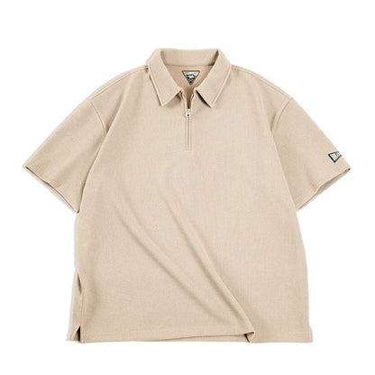 Vintage Waffle Polo til Herre – Heavyweight Half-Zip Sommertopp