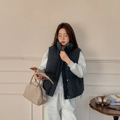 Dame Vest 2025 – Kort Dunjakke i Bomull | Koreansk Fashion, Ermeløs &amp; Trendy Vintervest