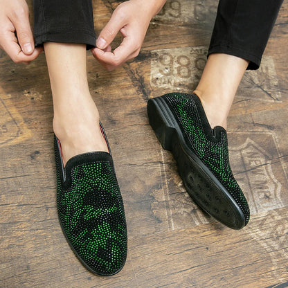 Loafers med rhinestone-utsmykning