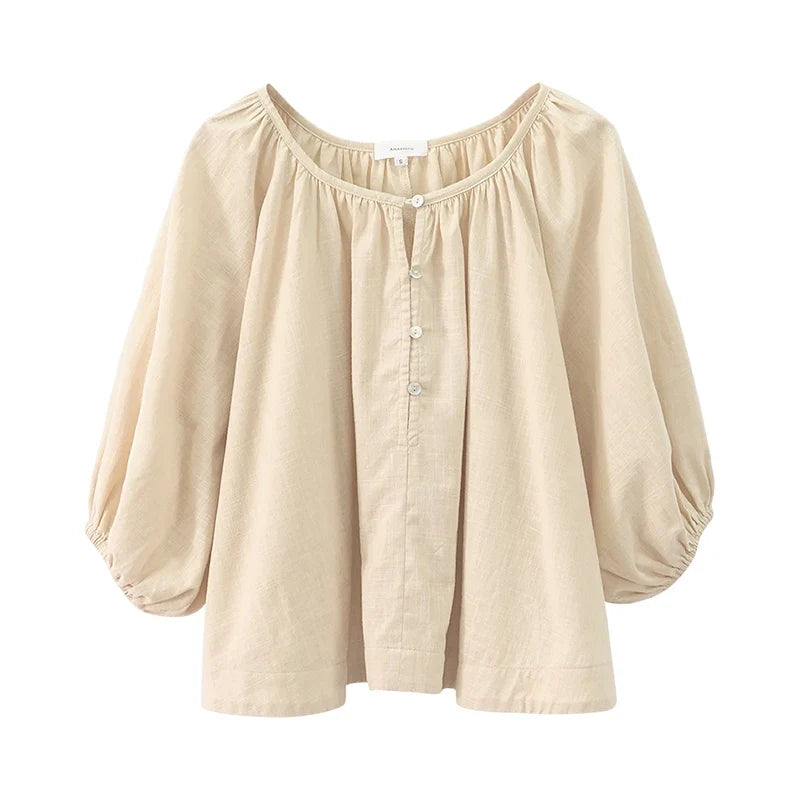 Hvit Bomullsbluse til Dame – 100% Muslin &amp; Løs Passform