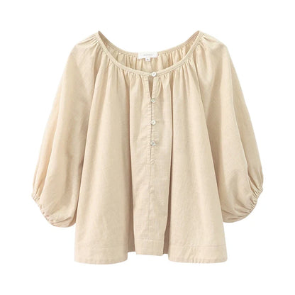 Hvit Bomullsbluse til Dame – 100% Muslin &amp; Løs Passform