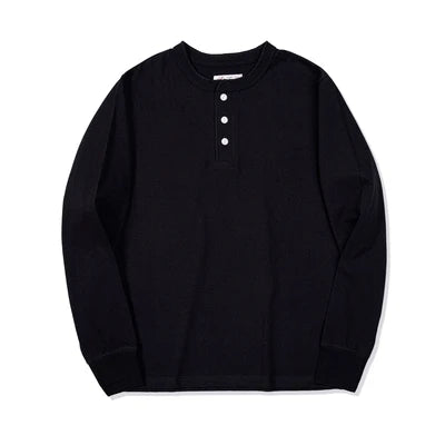 Klassisk Henley Langermet T-skjorte for Menn – 100 % Bomull | Komfortabel Høstgenser Perfekt til Lag-på-Lag