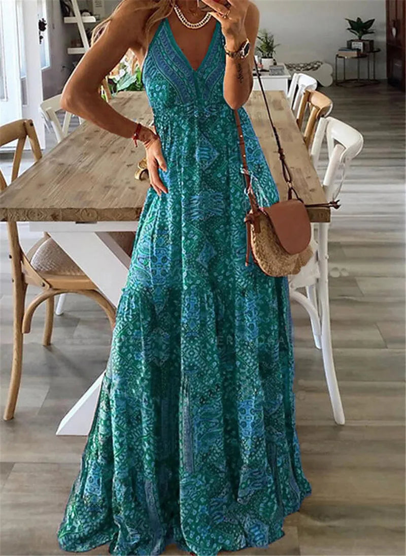 Maxikjole med boho-mønster