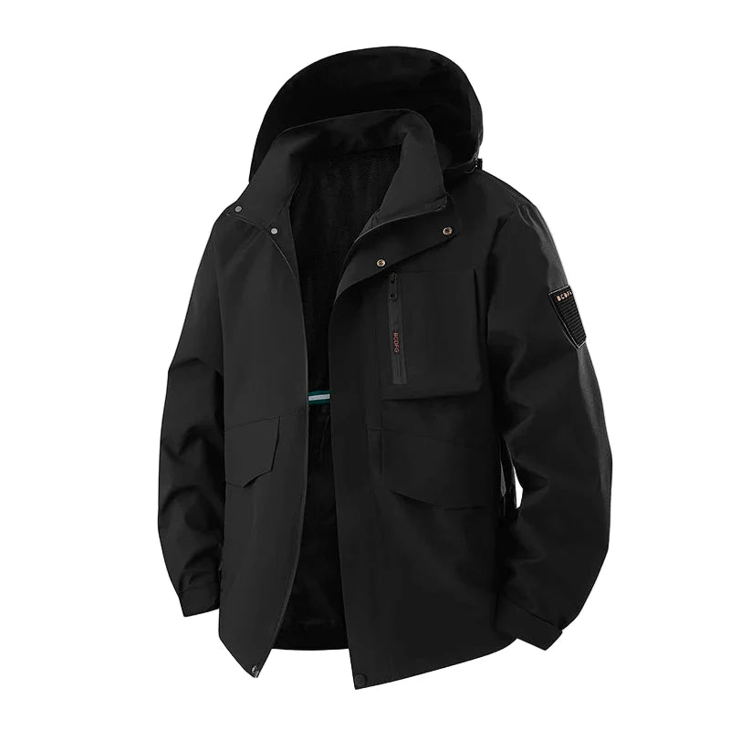 Utendørsjakke for Menn i Store Størrelser (Opptil 8XL) – Vanntett og Vindtett Hettejakke | Perfekt til Tur, Arbeid og Reise