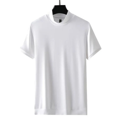 Klassisk Y2K Turtleneck T-skjorte for Herre – Kortermet Streetwear i Myk Modal – Høy hals brun