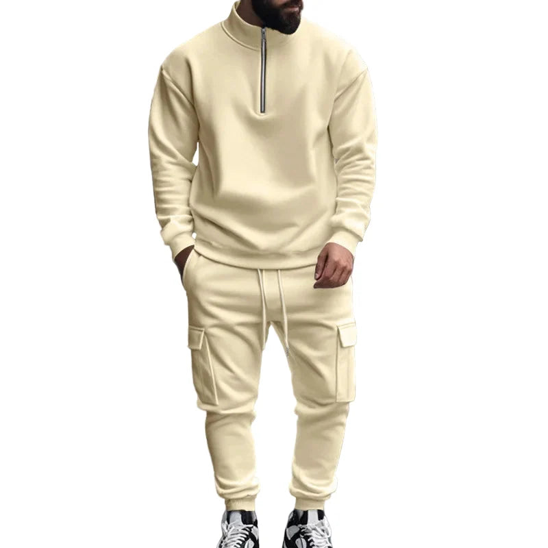 Herre Joggedress – Semi-zip Genser &amp; Fleecebukse | Slim Fit &amp; Komfortabel Vinterstil