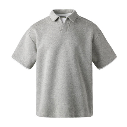 Polo T-skjorte til Herre – Retro Kortermet Topp med Lag-på-Lag Effekt