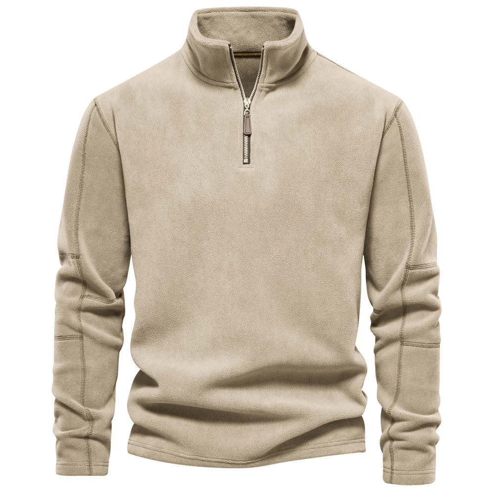 Tykk og varm herre-fleece – halv glidelås, softshell-look til tur og hverdag