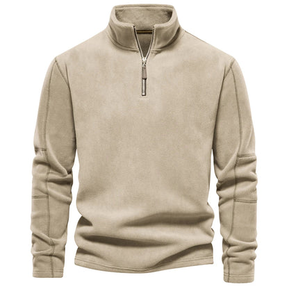 Tykk og varm herre-fleece – halv glidelås, softshell-look til tur og hverdag