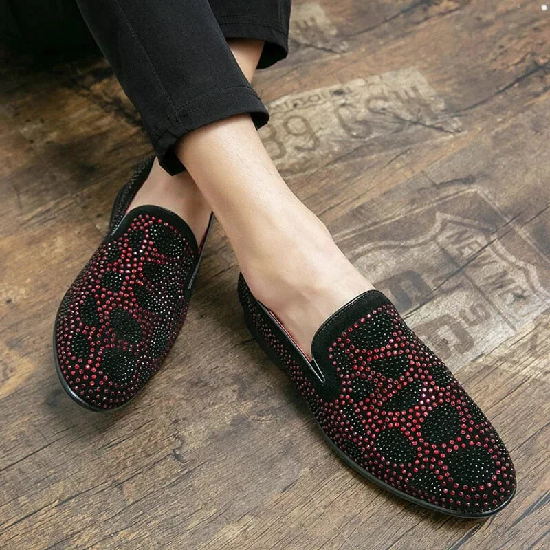 Loafers med rhinestone-utsmykning