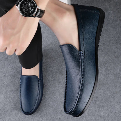 Herre Loafers i Ekte Skinn – Håndlagde Slip-on Mokasiner med Myk Såle