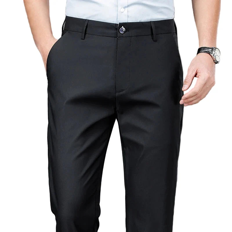 Sorte herrebukser med stretch – smart casual dressbukse til jobb og hverdag – TLK-Svart