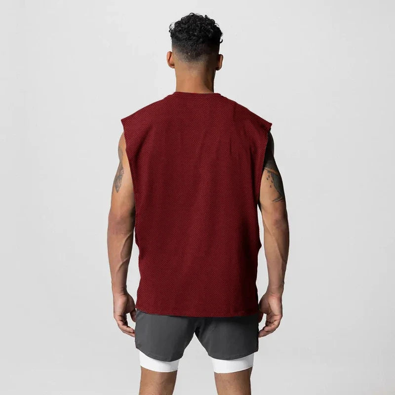 Sommer Singlet med Åpen Side – Mesh Treningstopp uten Ermer for Herre
