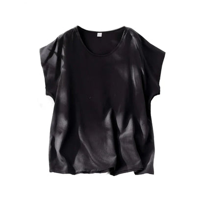 Plus Size Silketopp til Dame – Løs T-skjorte i Mulberry Silk Crepe De Chine
