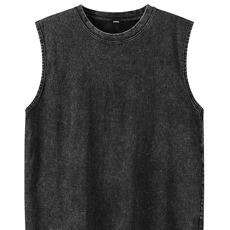 Vasket Bomulls Tank Top til Herre – Ermeløs Trenings- og Sommertopp