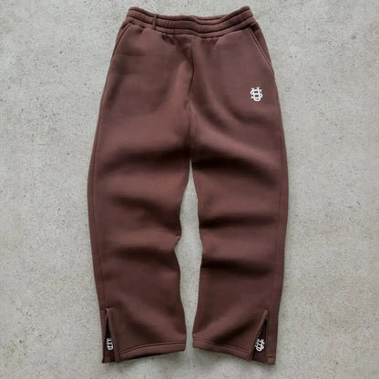 Trendy Joggebukser for Menn og Kvinner – Løse Wide Leg Sweatpants med Brodert Logo og Lommer | Streetwear &amp; Komfort i Ett