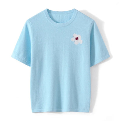 Bomulls T-skjorte til Dame – Løs Koreansk Casual Stil