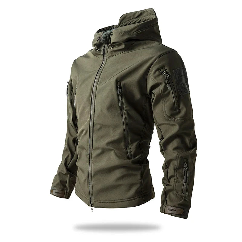 Softshell Taktisk Jakke – Vanntett &amp; Vindtett med Fleecefor | Herre Camouflage Hettejakke til Jakt &amp; Friluft