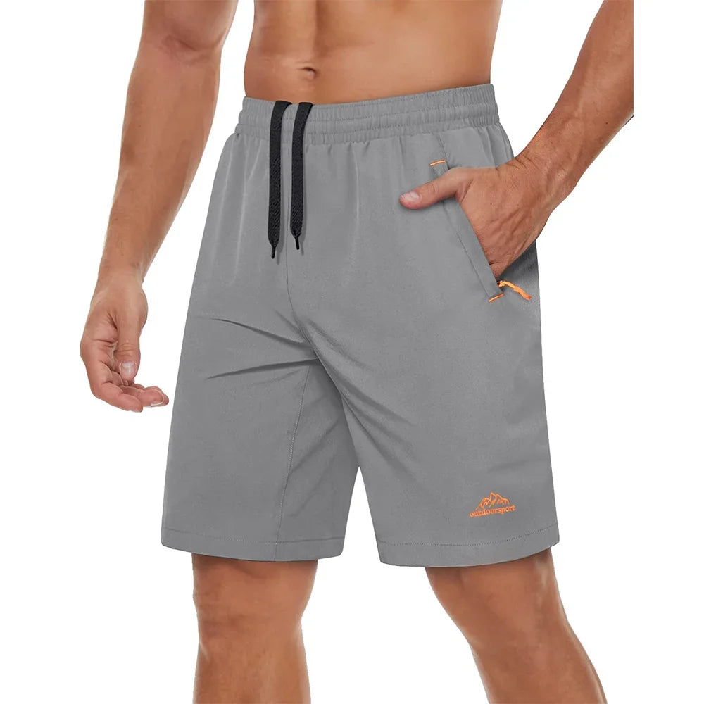 Hurtigtørkende Treningsshorts for Herre – Sommershorts med Glidelåslommer til Løping, Gym og Tur
