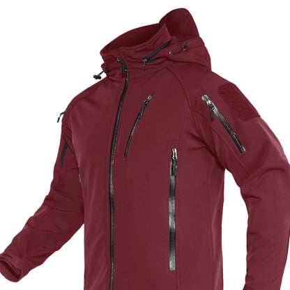 Softshell Jakke med Hette – Vanntett &amp; Vindtett | Varm Fleecefôret Herrejakke til Tur &amp; Hverdag