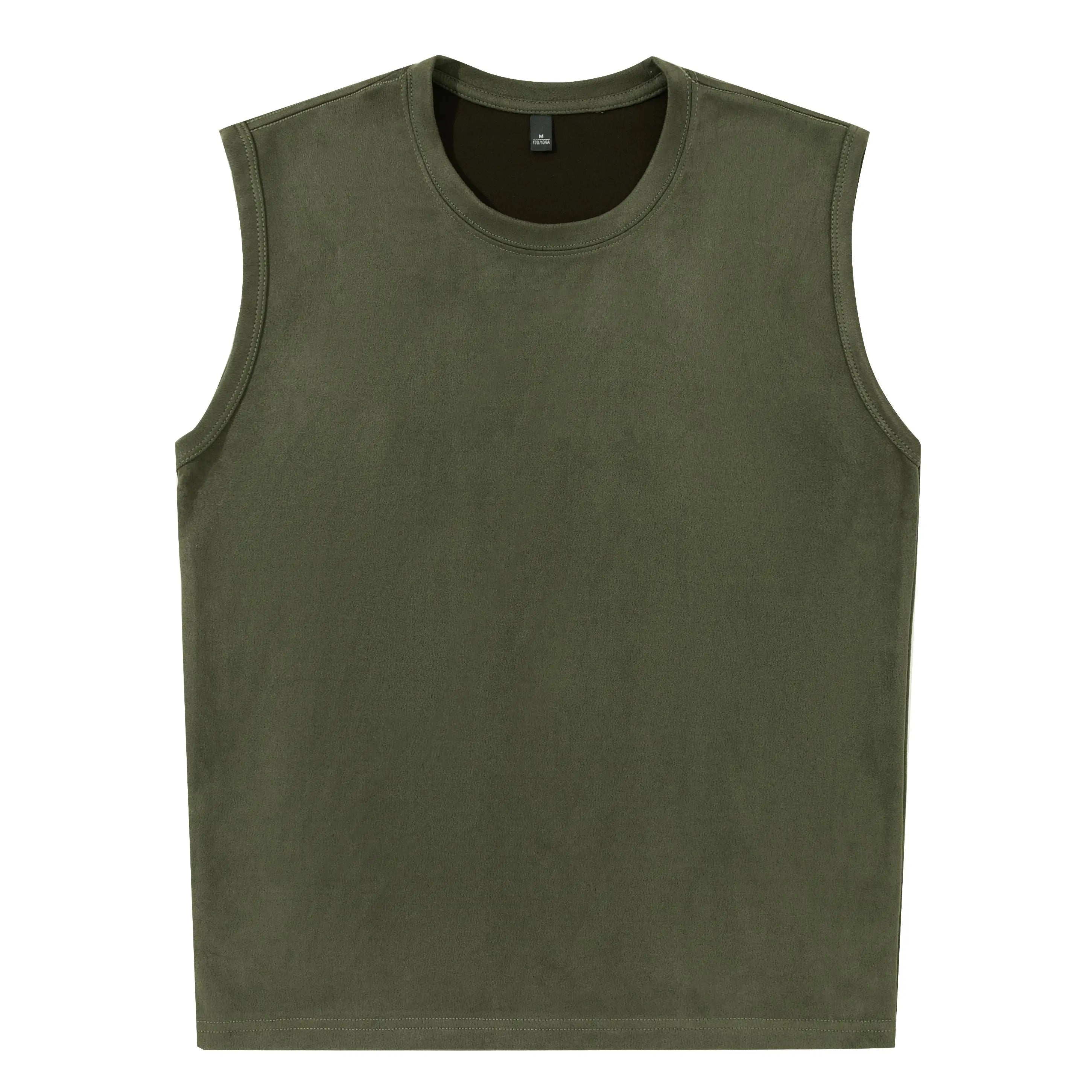 Ermeløs Topp til Herre – Faux Suede Singlet i Løs Vintage Stil