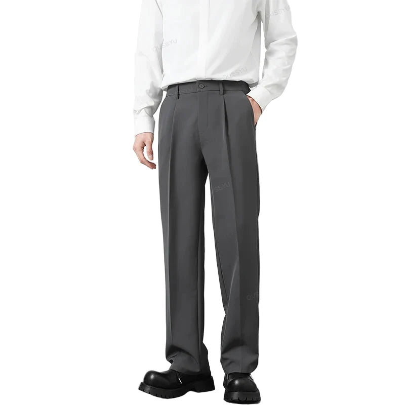 Klassiske Herrebukser – Elastisk Midje &amp; Tidløs Passform | Business Casual Bukser i Koreansk Stil (S–4XL) – Svart