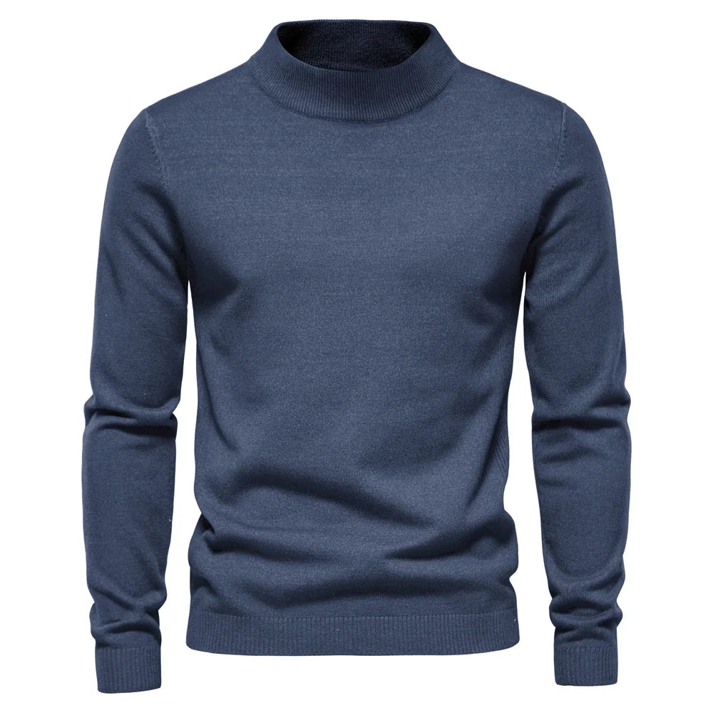 Myk Herregenser med Høy Hals – Ensfarget Vintergenser i Premium Kvalitet | Varm og Komfortabel Pullover for Menn