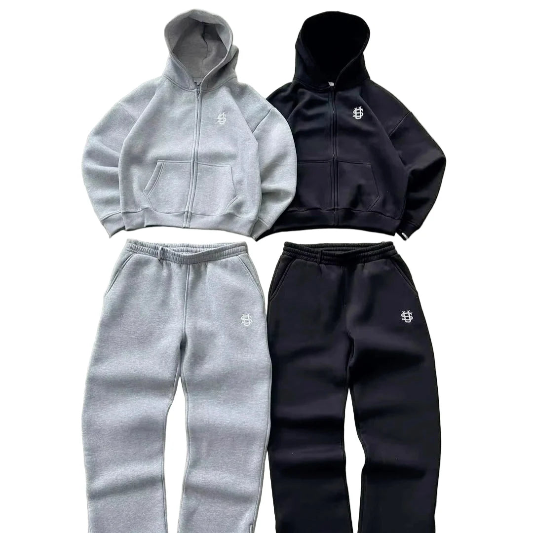 Trendy Joggebukser for Menn og Kvinner – Løse Wide Leg Sweatpants med Brodert Logo og Lommer | Streetwear &amp; Komfort i Ett – S