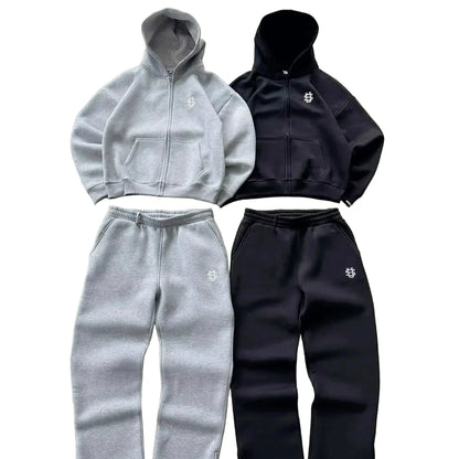 Trendy Joggebukser for Menn og Kvinner – Løse Wide Leg Sweatpants med Brodert Logo og Lommer | Streetwear &amp; Komfort i Ett – S