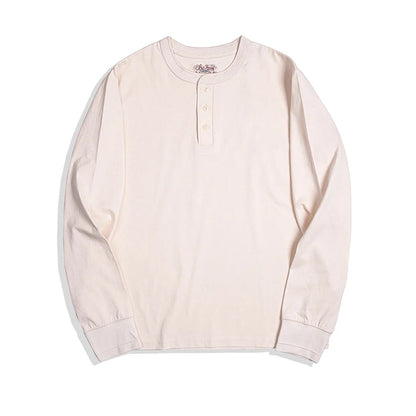 Klassisk Henley Langermet T-skjorte for Menn – 100 % Bomull | Komfortabel Høstgenser Perfekt til Lag-på-Lag – Gassblå
