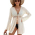 Hvit Strandkjole med V-hals – Elegant Cover-Up med Blonde og Solbeskyttelse – Aprikos