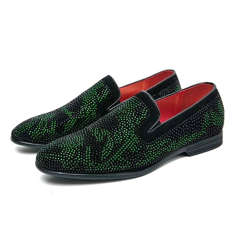 Loafers med rhinestone-utsmykning