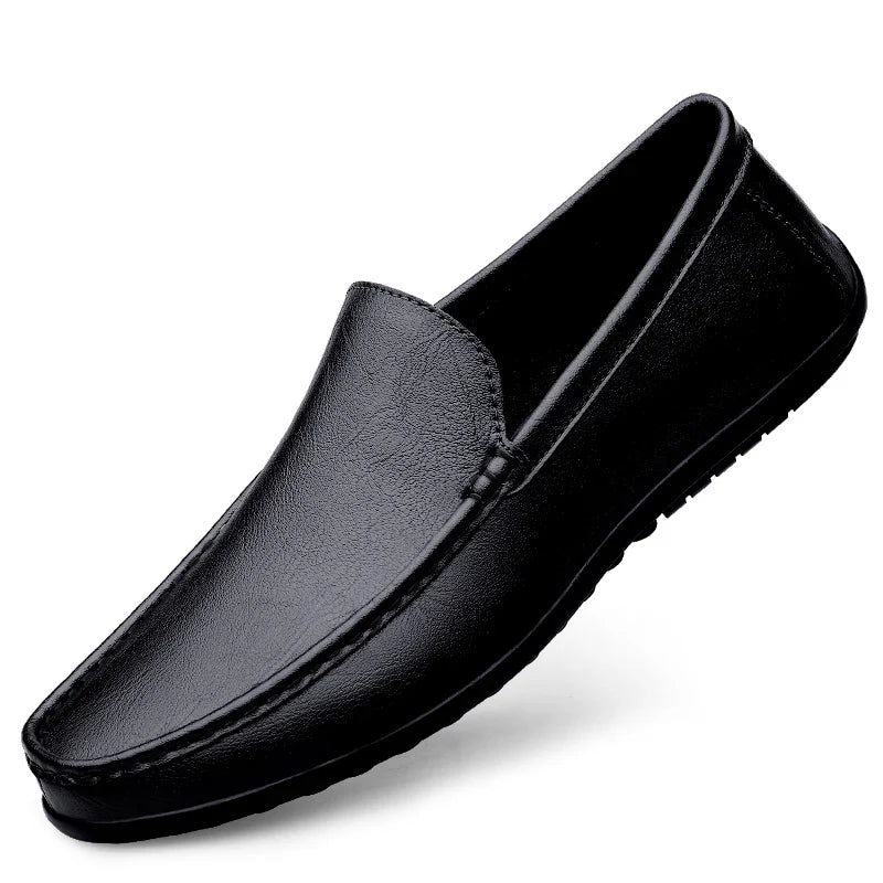 Herre Loafers i Ekte Skinn – Håndlagde Slip-on Mokasiner med Myk Såle
