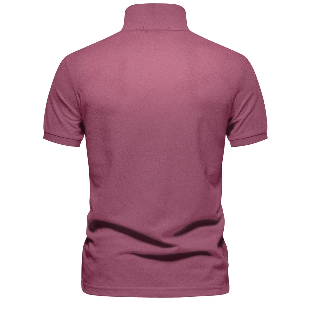 Klassisk Pique Polo for Herre – Kortermet i Bomull, Ensfarget og Perfekt til Sommeren
